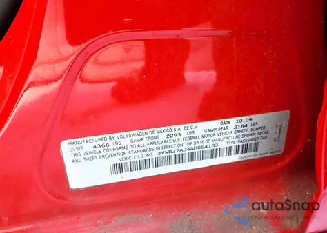 2010 Volkswagen Jetta Se z USA, uszkodzony, nr VIN 3VWRZ7AJ4AM054183